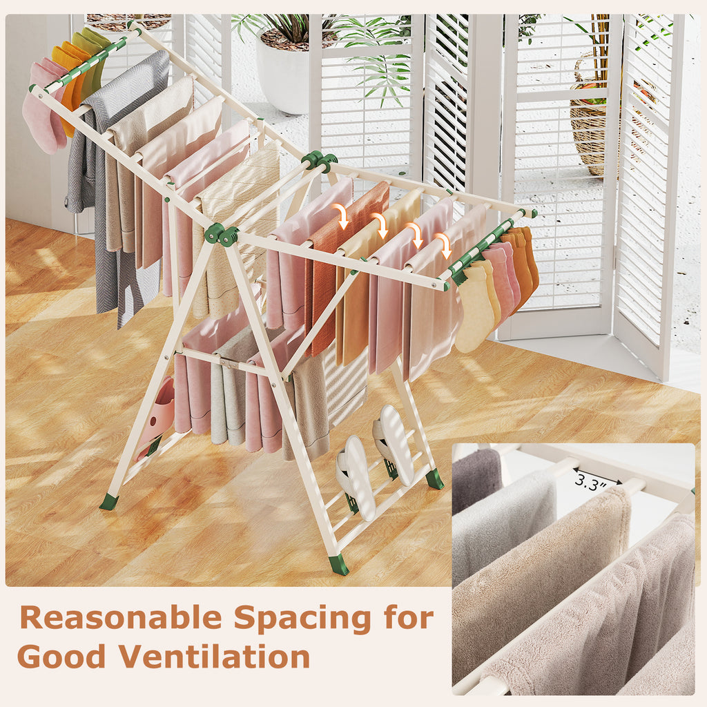 55.5" Clothes Drying Rack with Adjustable Wings - Beige