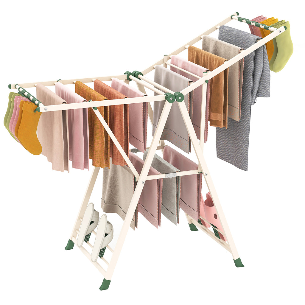 55.5" Clothes Drying Rack with Adjustable Wings - Beige