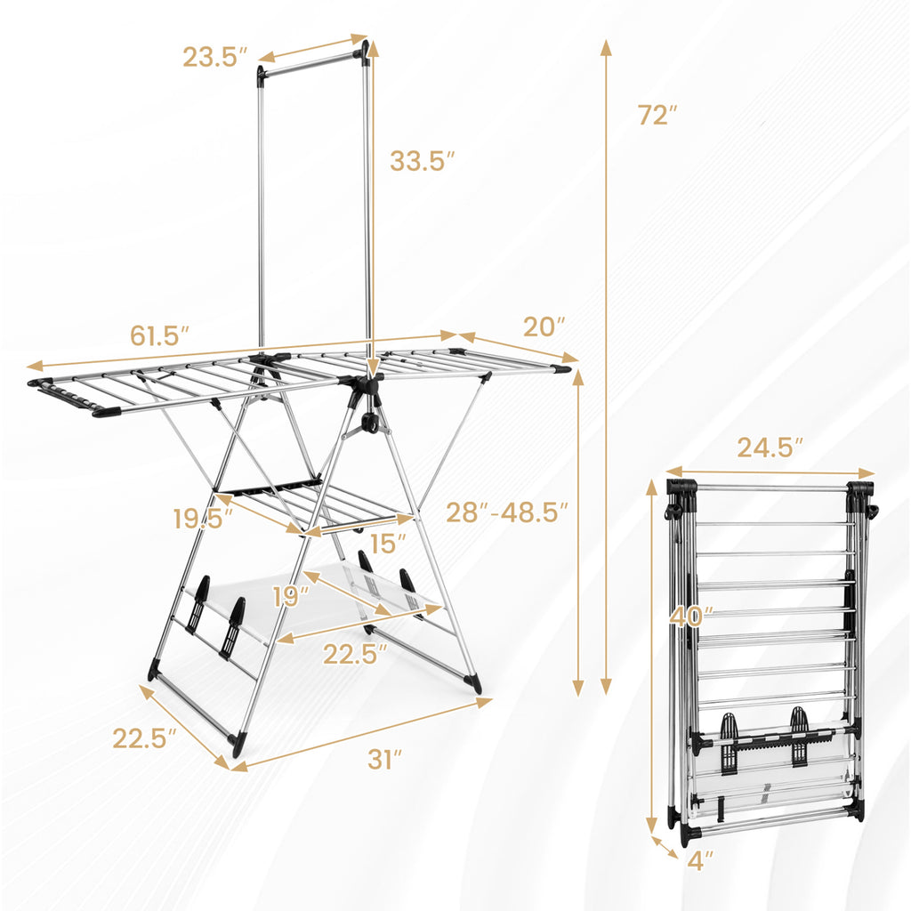 Clothes Drying Rack with 6-Level Adjustable Height