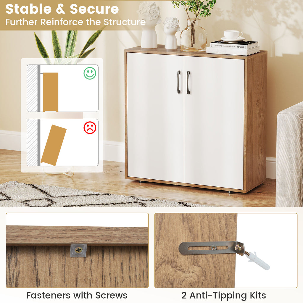 Coffee Bar Cabinet with 5-Position Adjustable Shelf - Natural