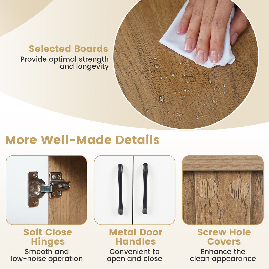 Coffee Bar Cabinet with 5-Position Adjustable Shelf - Natural