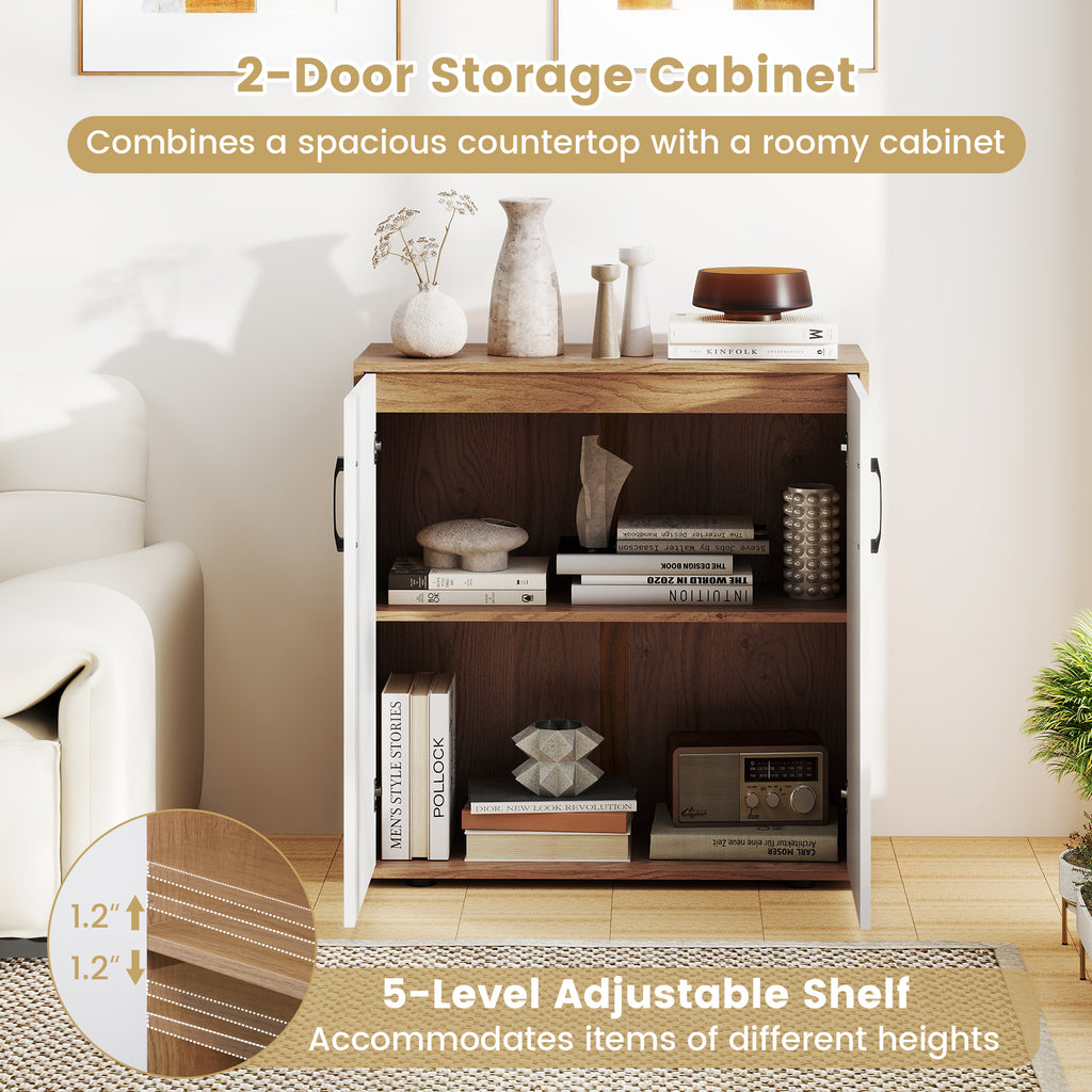 Coffee Bar Cabinet with 5-Position Adjustable Shelf - Natural