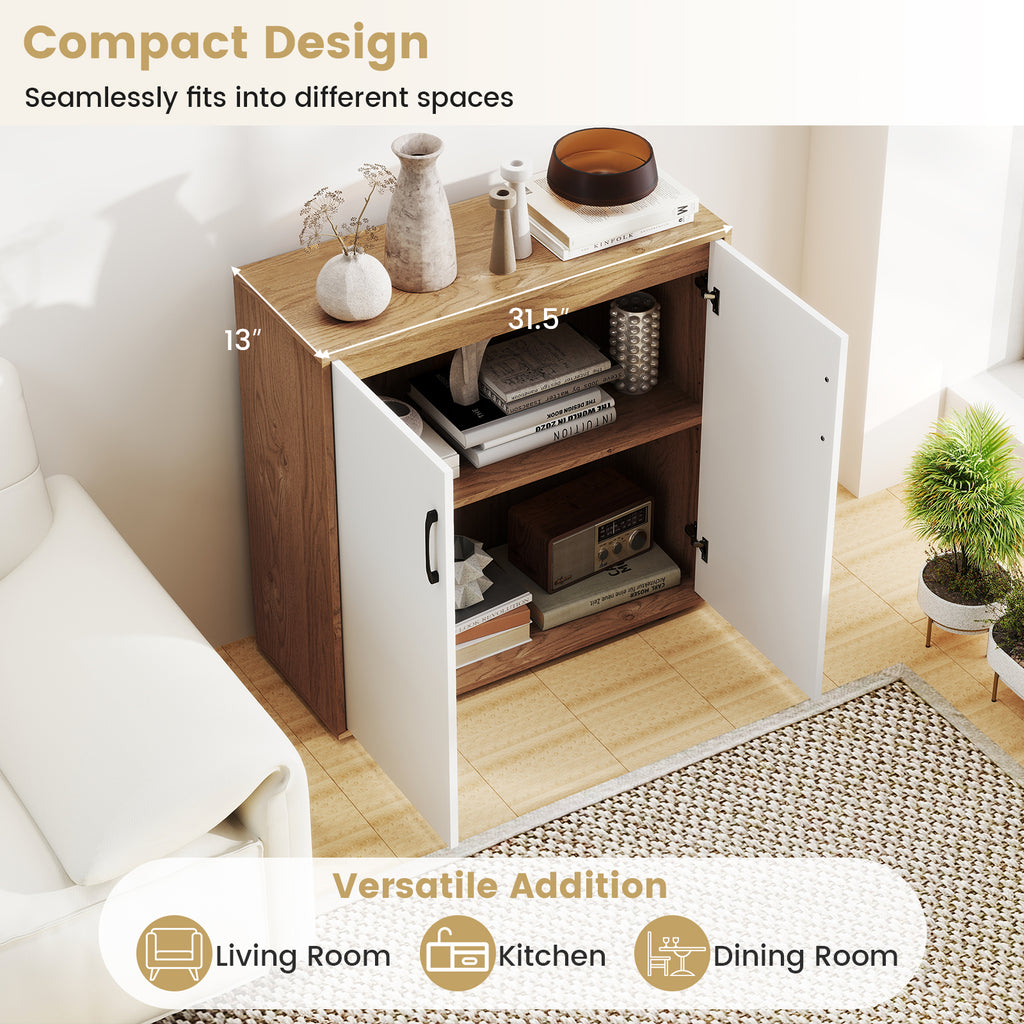 Coffee Bar Cabinet with 5-Position Adjustable Shelf - Natural