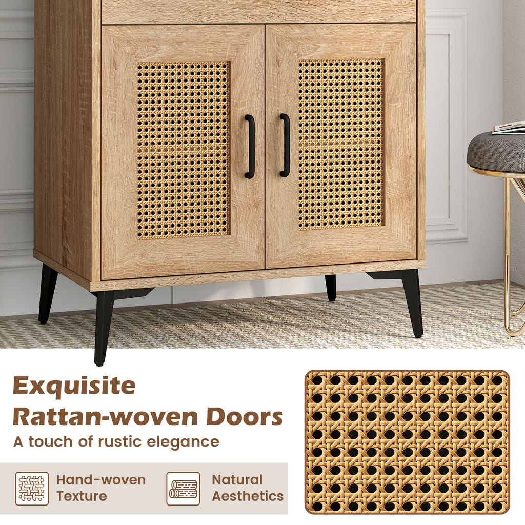 Coffee Bar Cabinet with Pegboard, Drawer & Shelf – Oak