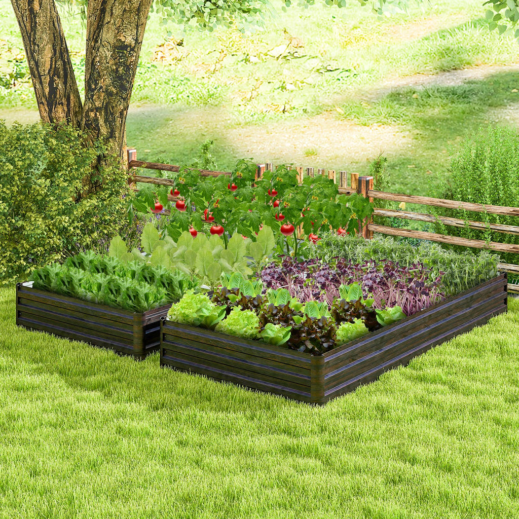 Large Metal Raised Garden Bed Planter - Coffee