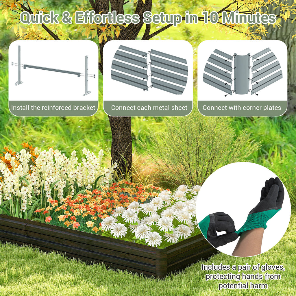 Large Outdoor Metal Planter Box for Vegetable Fruit Herb Flower