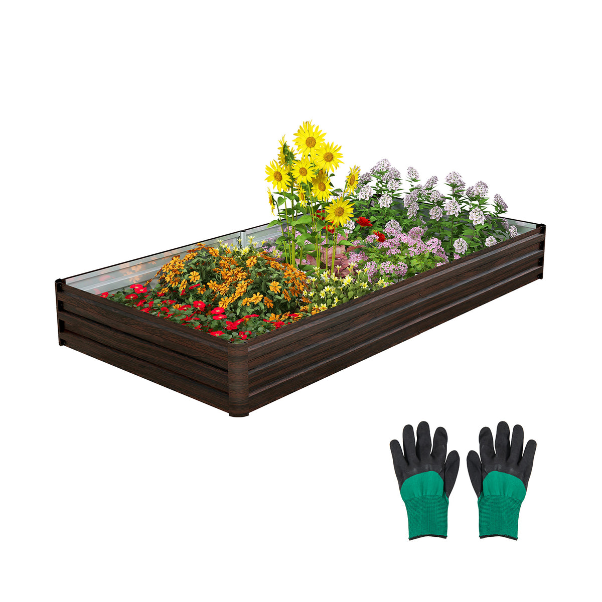 Large Metal Raised Garden Bed Planter - Coffee