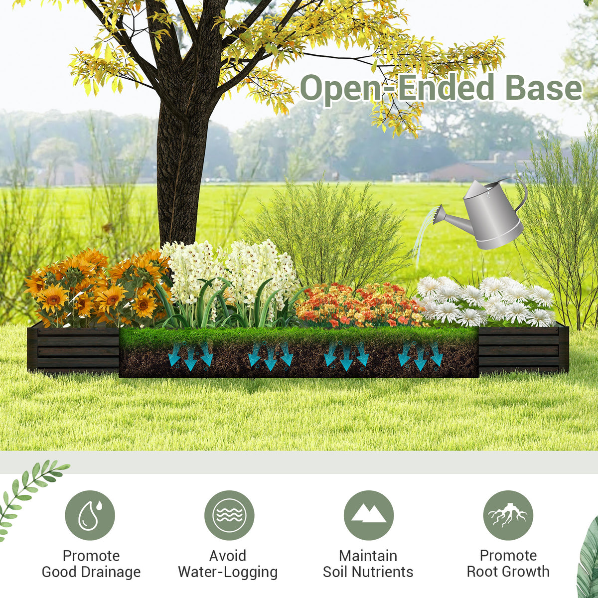 Large Metal Raised Garden Bed Planter - Coffee