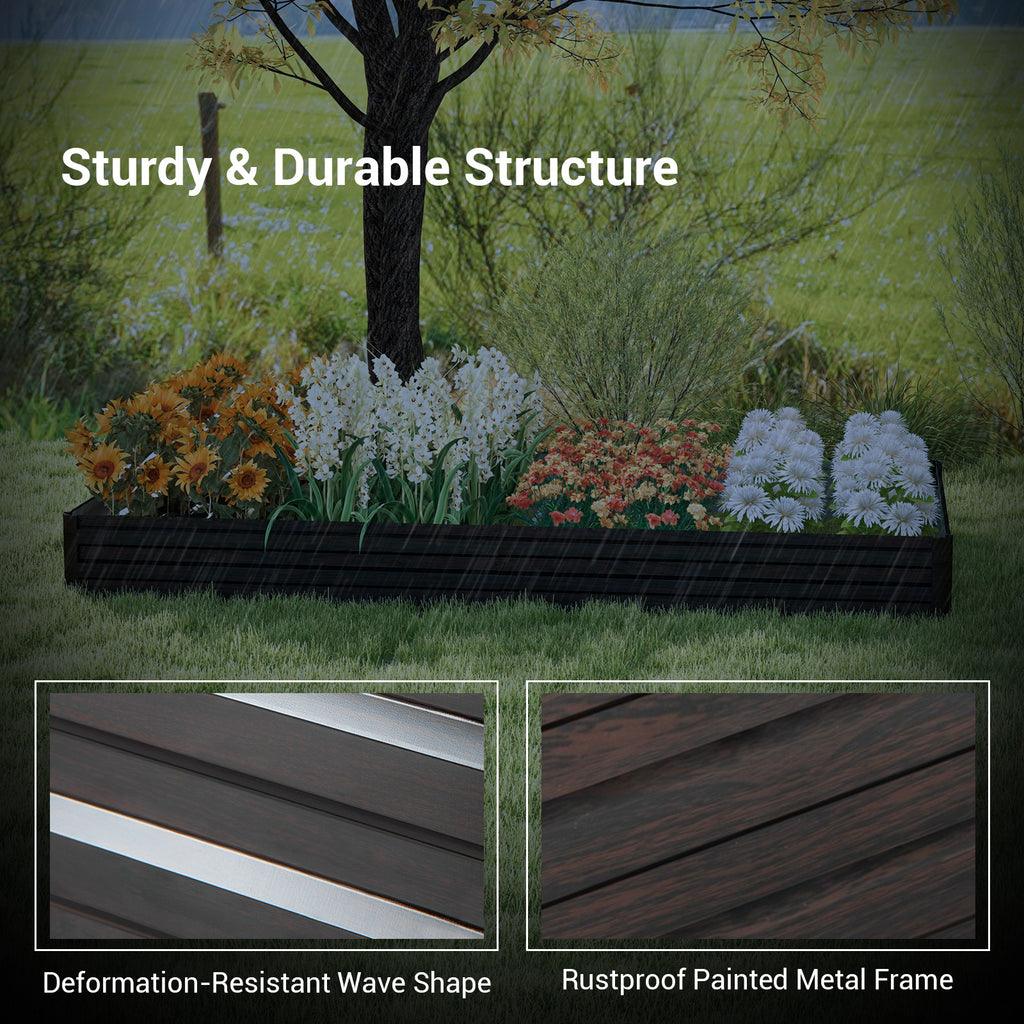 Large Metal Raised Garden Bed Planter - Coffee