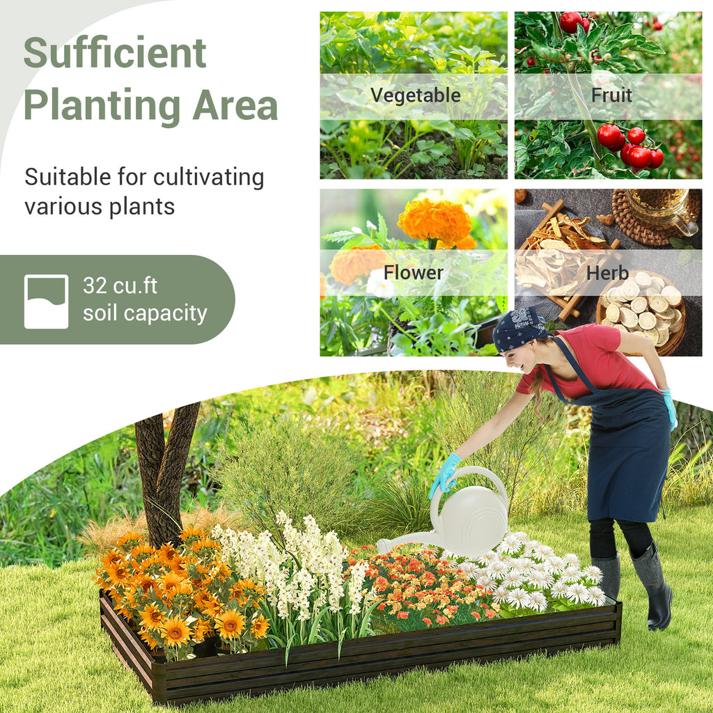 Large Metal Raised Garden Bed Planter - Coffee