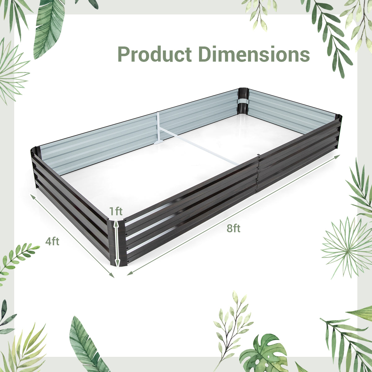 Large Metal Raised Garden Bed Planter - Coffee