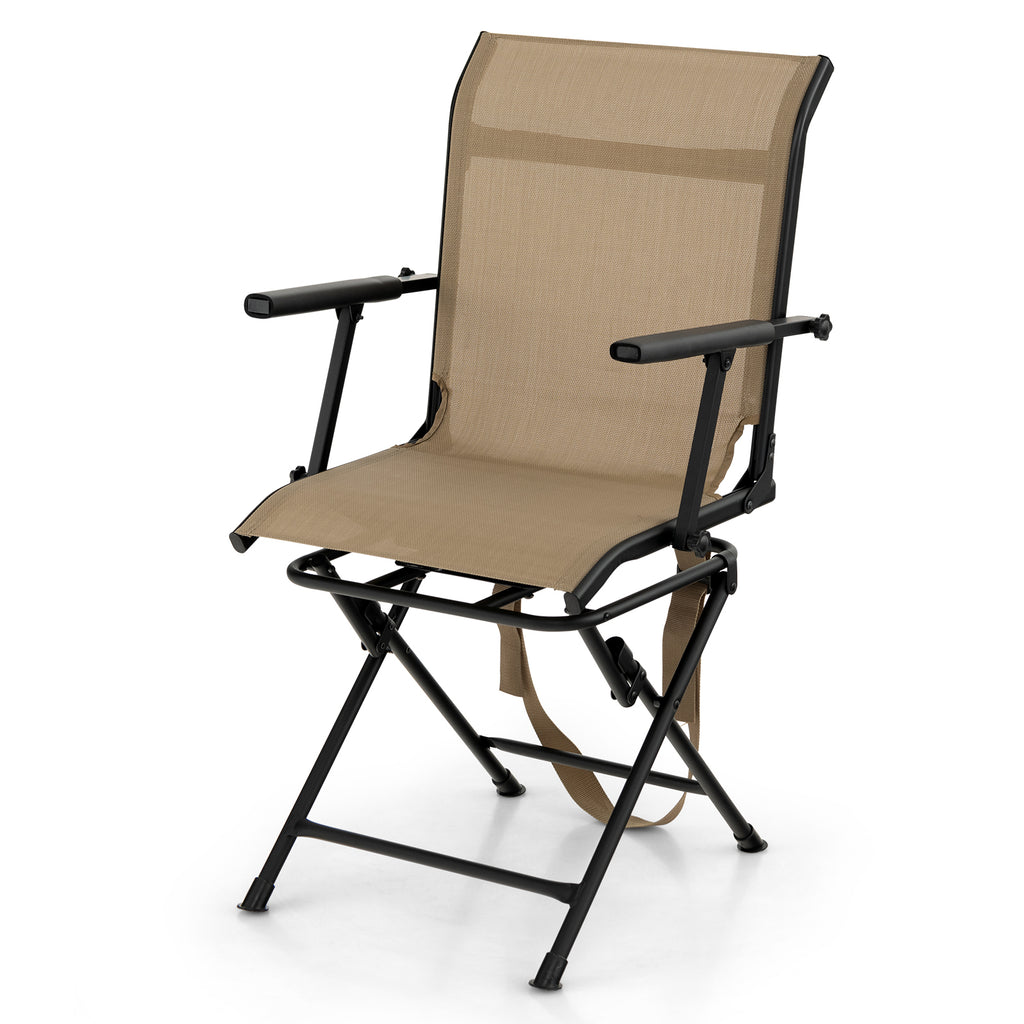 Foldable Swivel Patio Chair with Mesh Back - Black