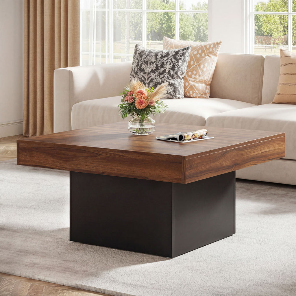 Coffee Table with RGB LED Lights - Rustic Brown