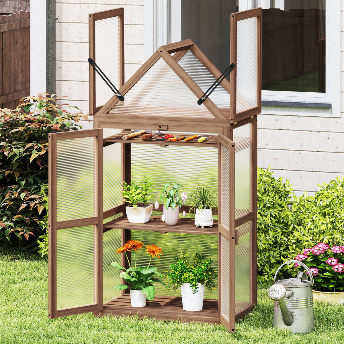 Cold Frame Mini Wooden Greenhouse for Vegetable and Flower