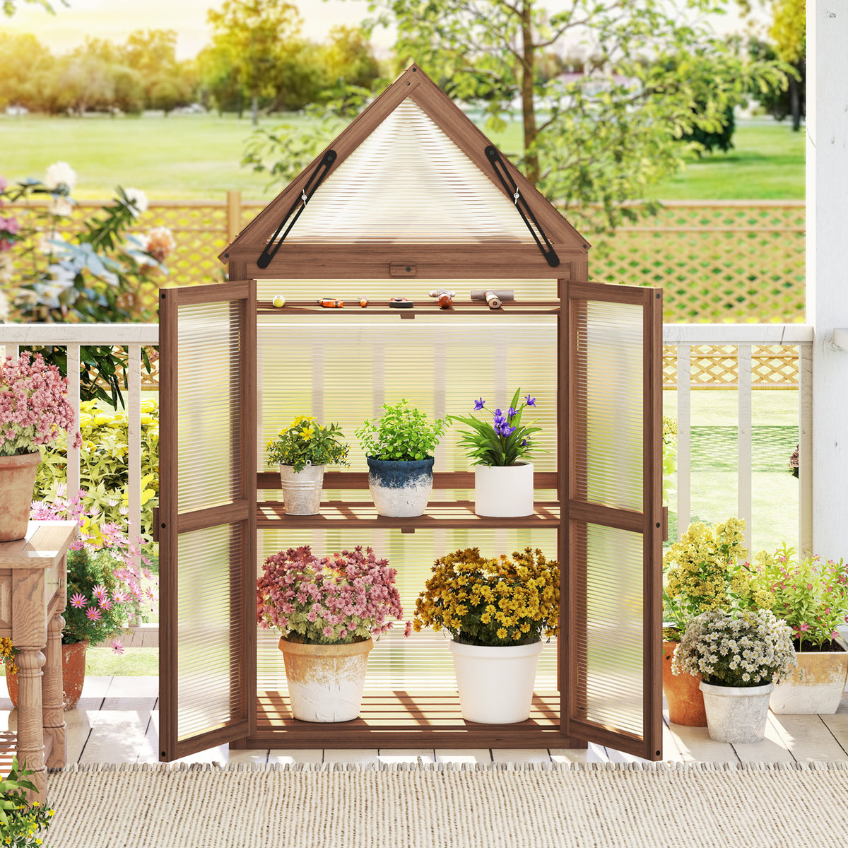 Cold Frame Mini Wooden Greenhouse for Vegetable and Flower