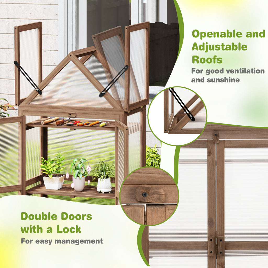 Cold Frame Mini Wooden Greenhouse for Vegetable and Flower