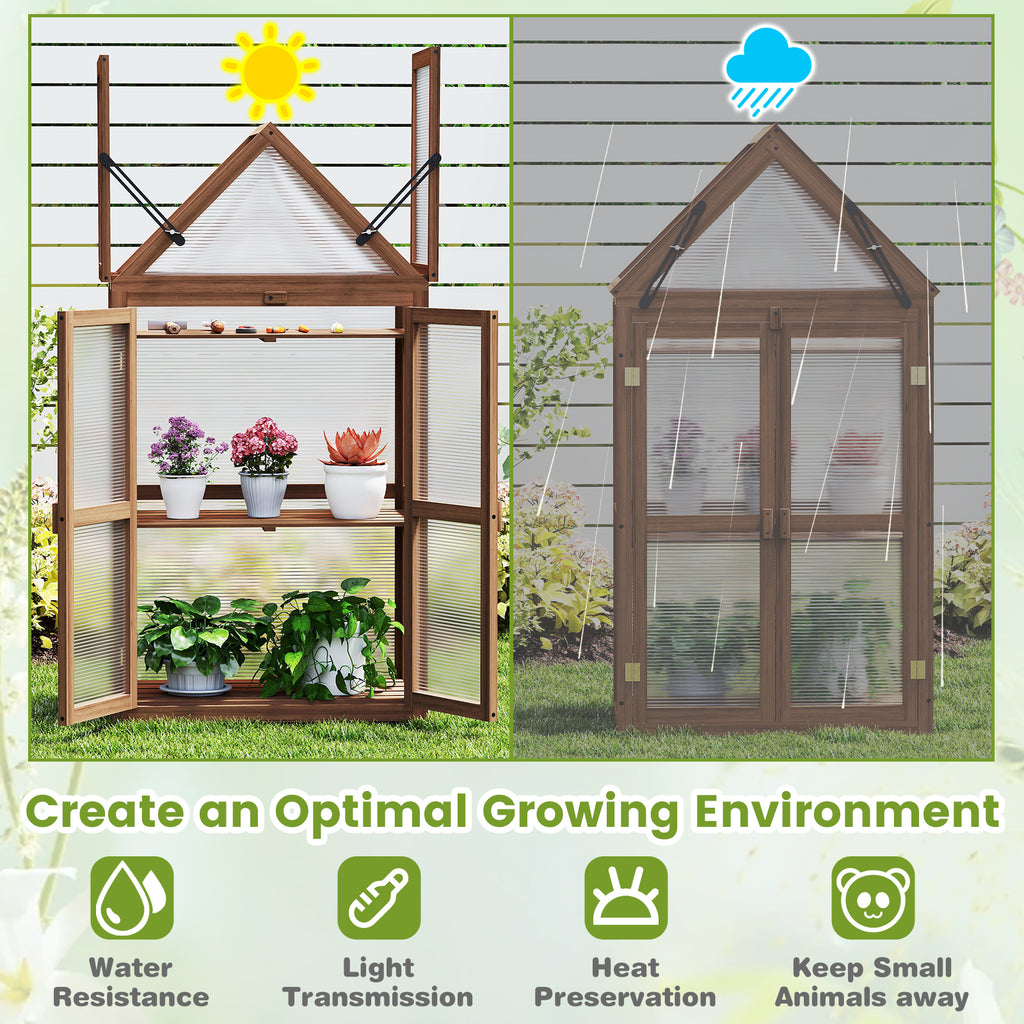 Cold Frame Mini Wooden Greenhouse for Vegetable and Flower