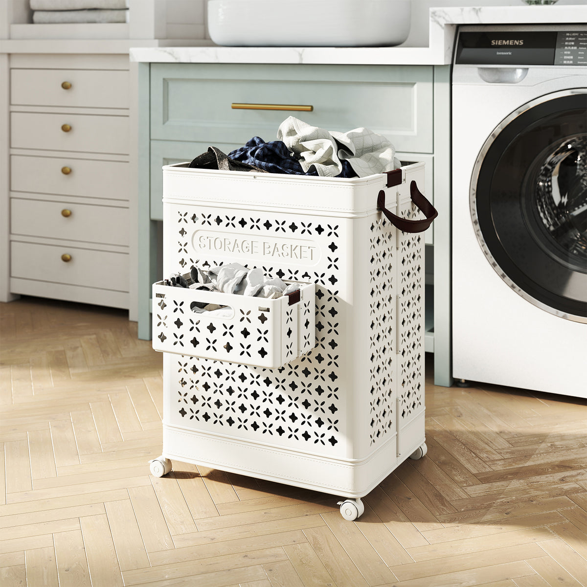 Collapsible Laundry Basket 20 Gallon Plastic Storage Bin