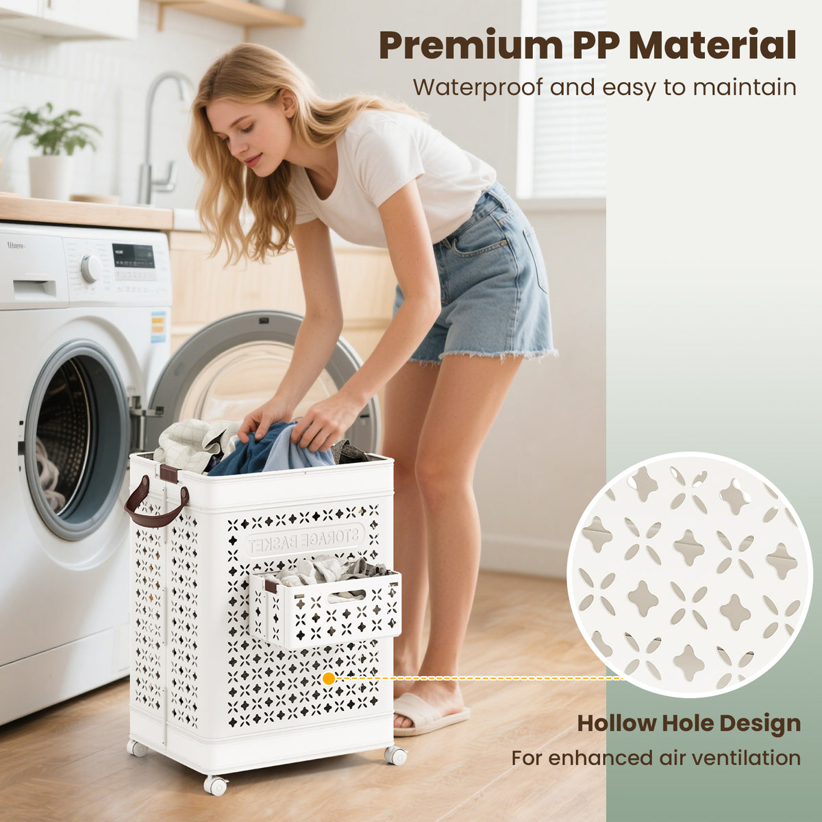 Collapsible Laundry Basket 20 Gallon Plastic Storage Bin