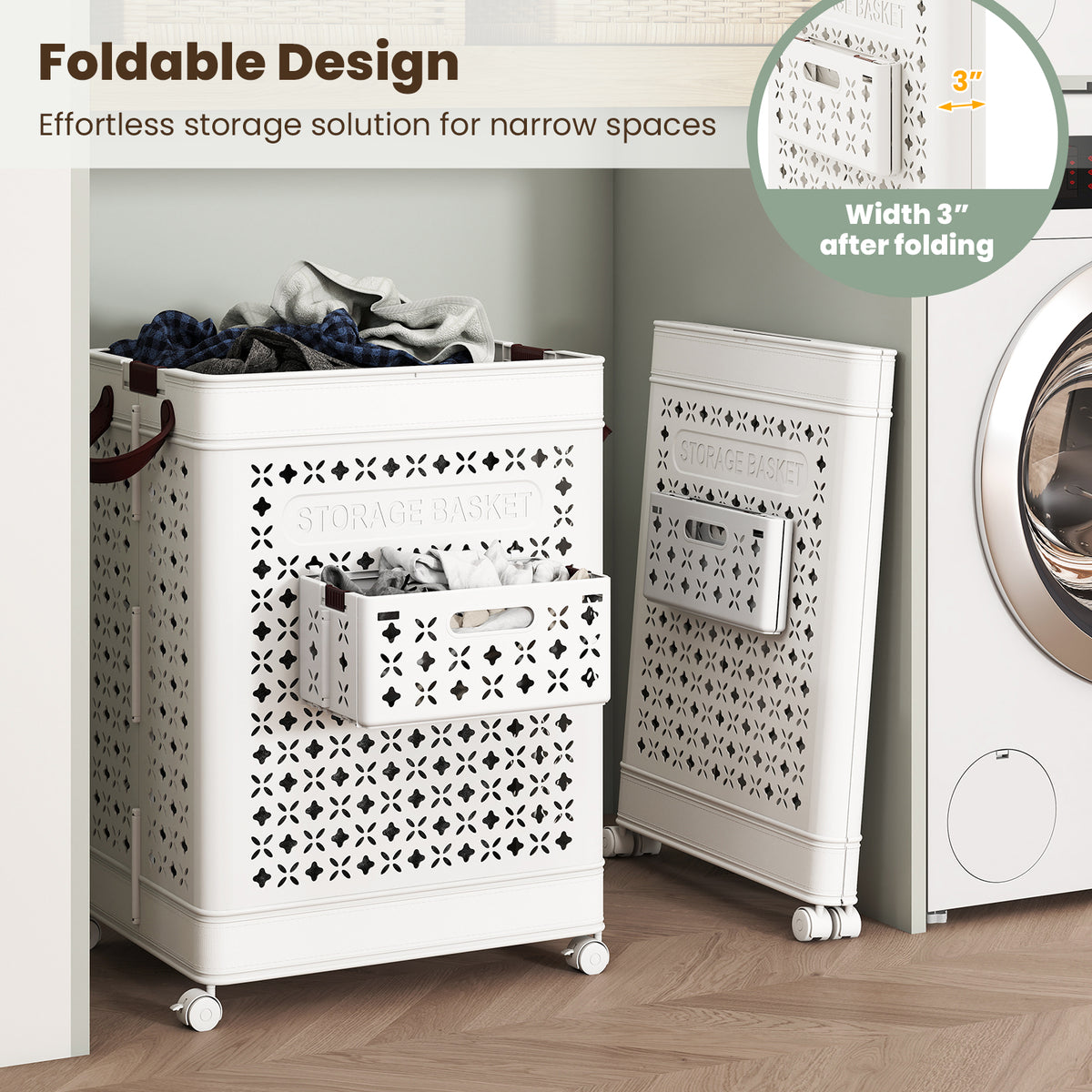 Collapsible Laundry Basket 20 Gallon Plastic Storage Bin