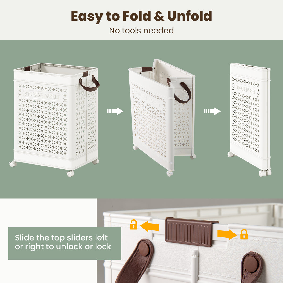 Collapsible Laundry Basket 20 Gallon Plastic Storage Bin