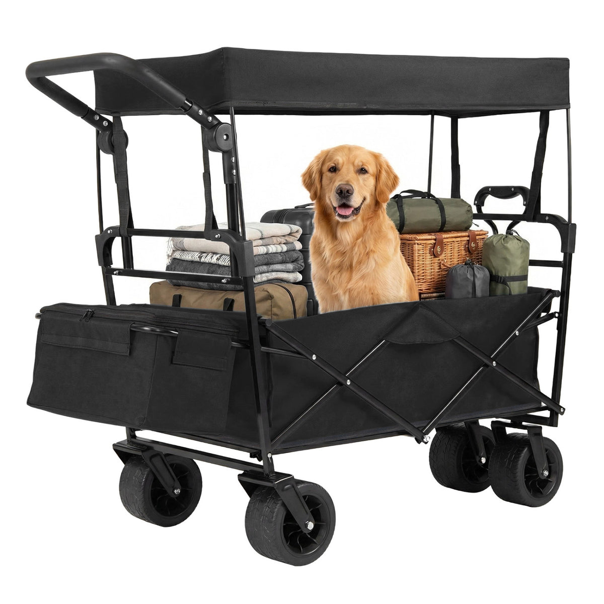 Collapsible Wagon with Removable Canopy and Adjustable Handles