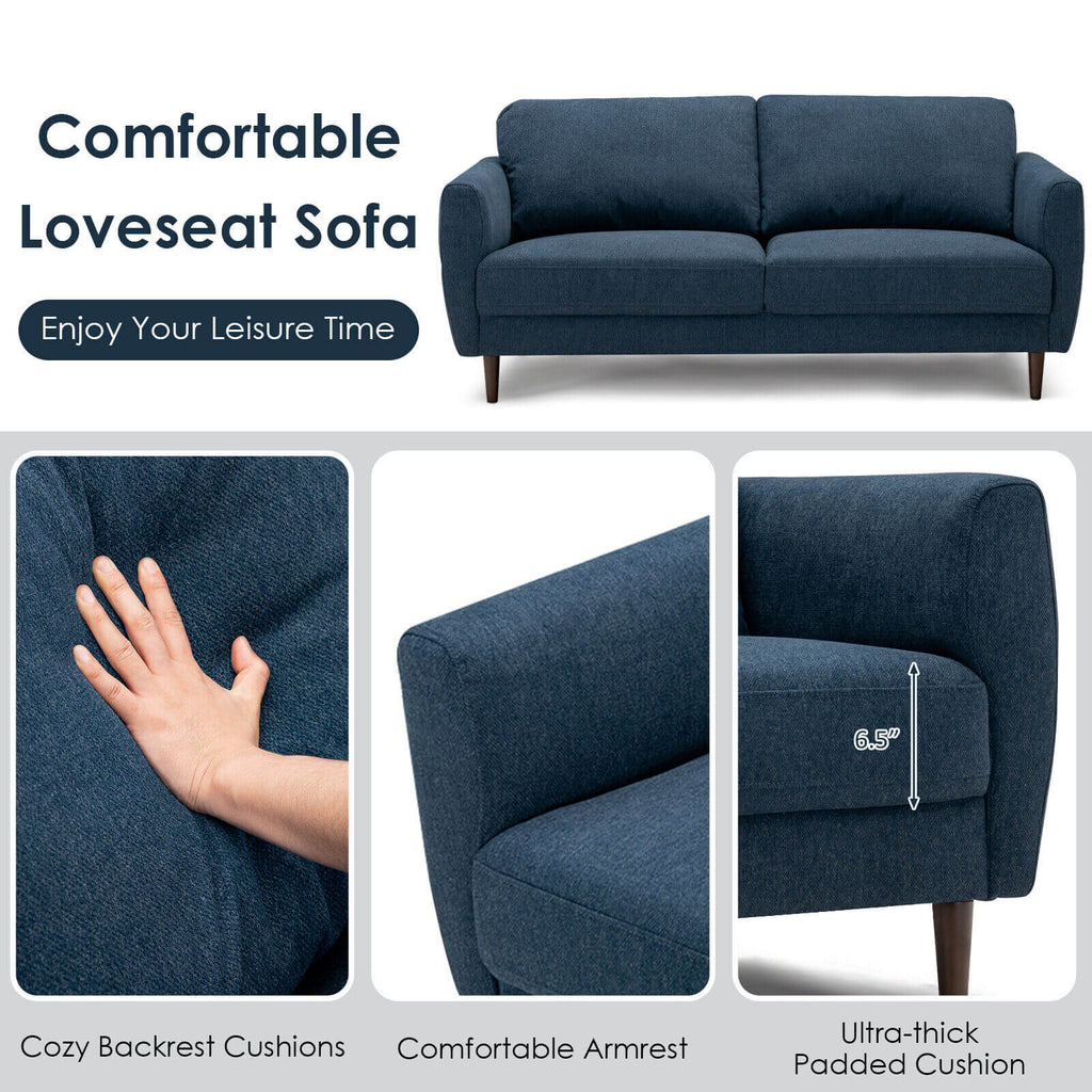 72 Inch Fabric Loveseat Sofa with Solid Wood Frame - Navy