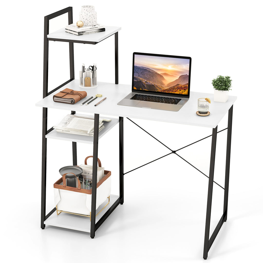 Computer Desk with Shelves and 3-Tier Storage Bookshelf