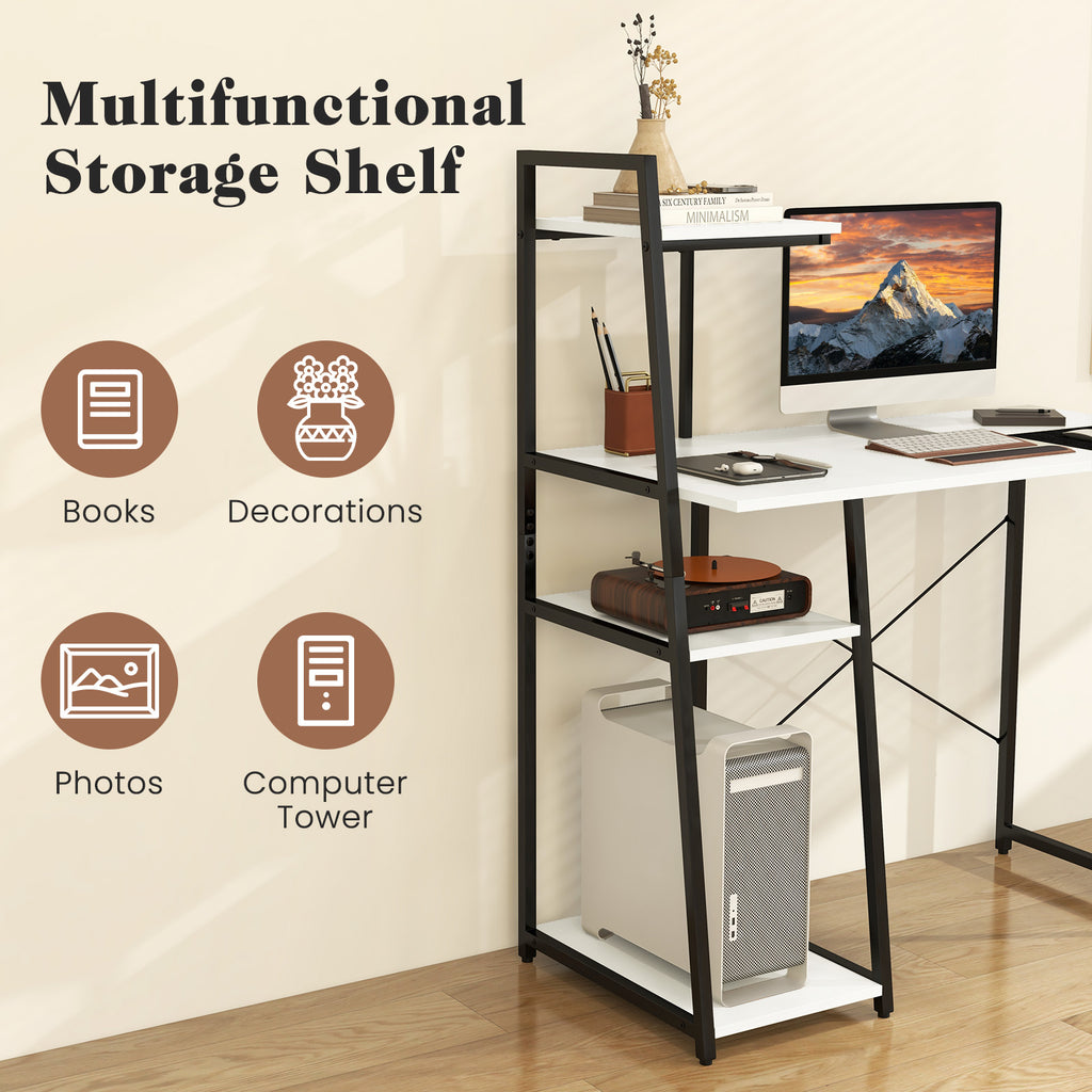 Computer Desk with Shelves and 3-Tier Storage Bookshelf