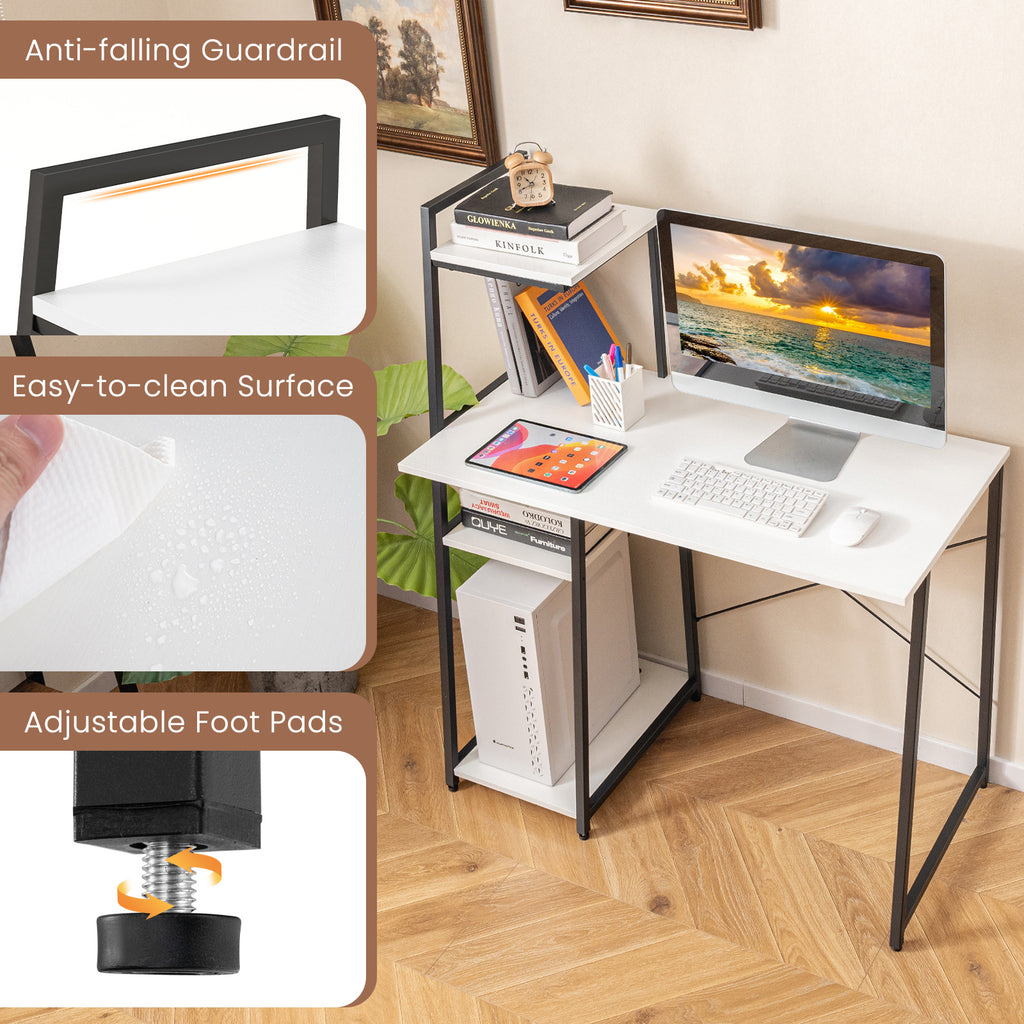 Computer Desk with Shelves and 3-Tier Storage Bookshelf