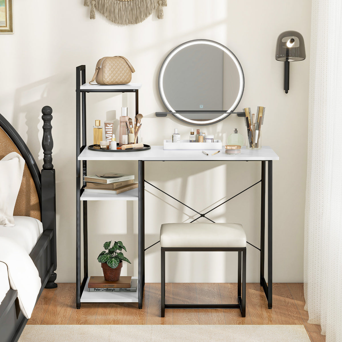 Computer Desk with Shelves and 3-Tier Storage Bookshelf
