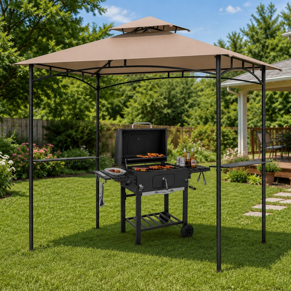 Complete BBQ Station with 8x5 FT Waterproof Grill Gazebo and Outdoor