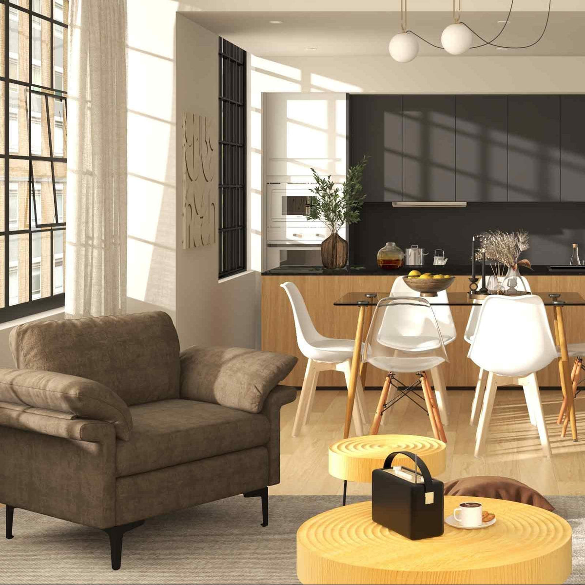 5-Piece Modern Dining Set – Table & 4 Chairs