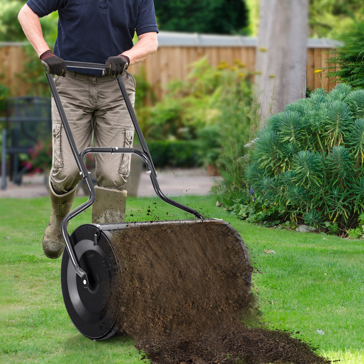 24-Inch Peat Moss Spreader with Upgrade Side Latches and U-shape