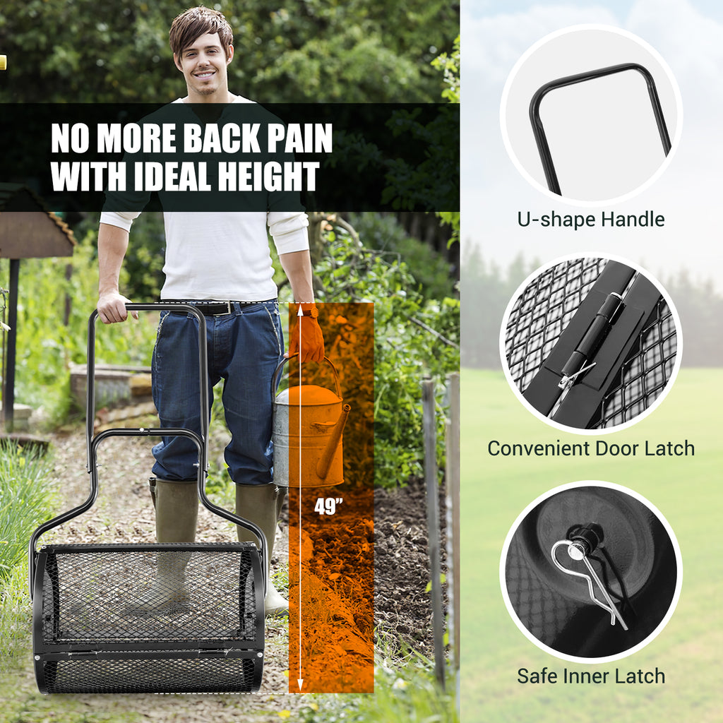 24-Inch Peat Moss Spreader with Upgrade Side Latches and U-shape