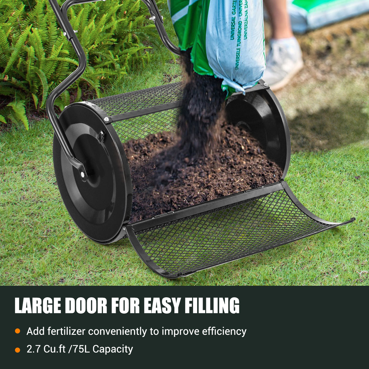 24-Inch Peat Moss Spreader with Upgrade Side Latches and U-shape