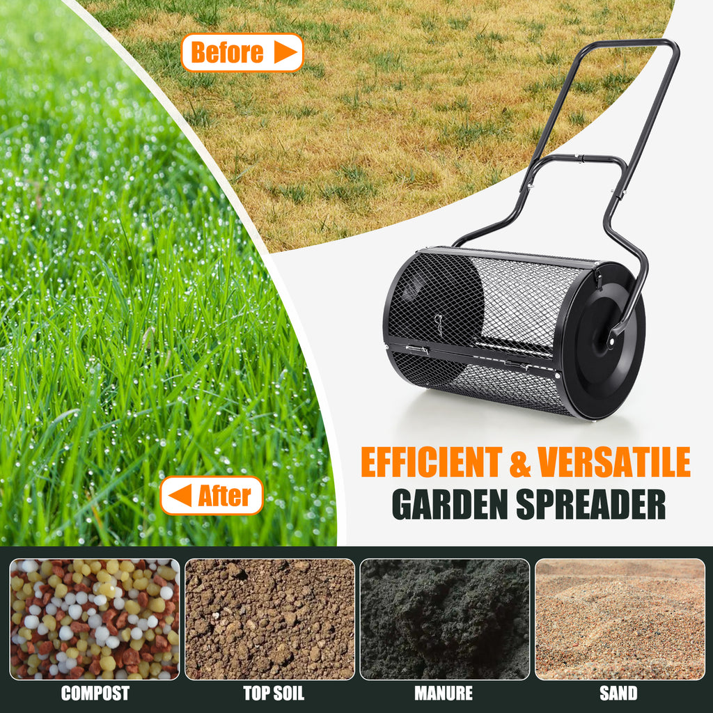 24-Inch Peat Moss Spreader with Upgrade Side Latches and U-shape