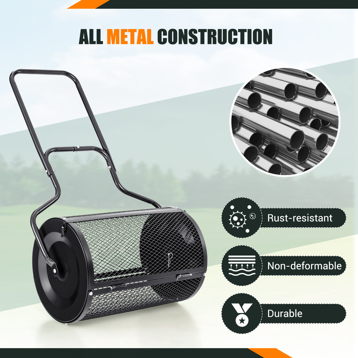 24-Inch Peat Moss Spreader with Upgrade Side Latches and U-shape