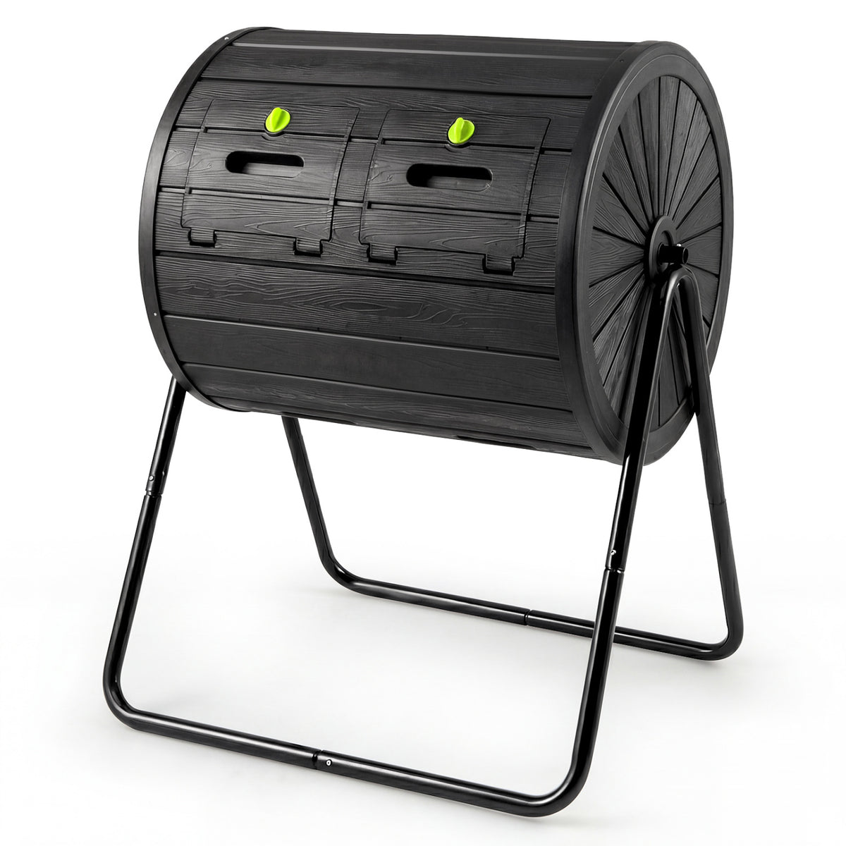 Dual Chamber Garden Compost Tumbler with Sliding Doors