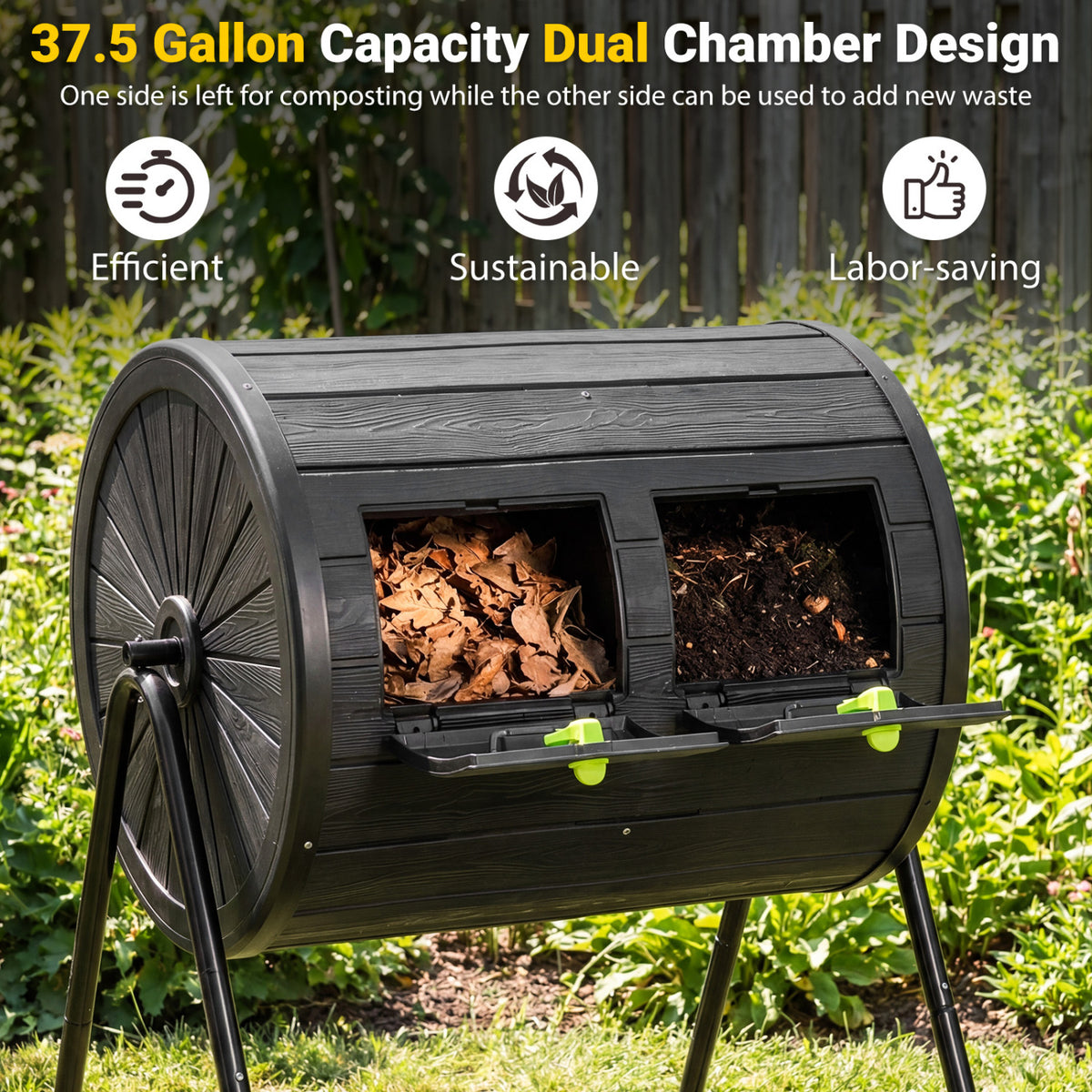 Compost Tumbler 37.5 Gallon - Black