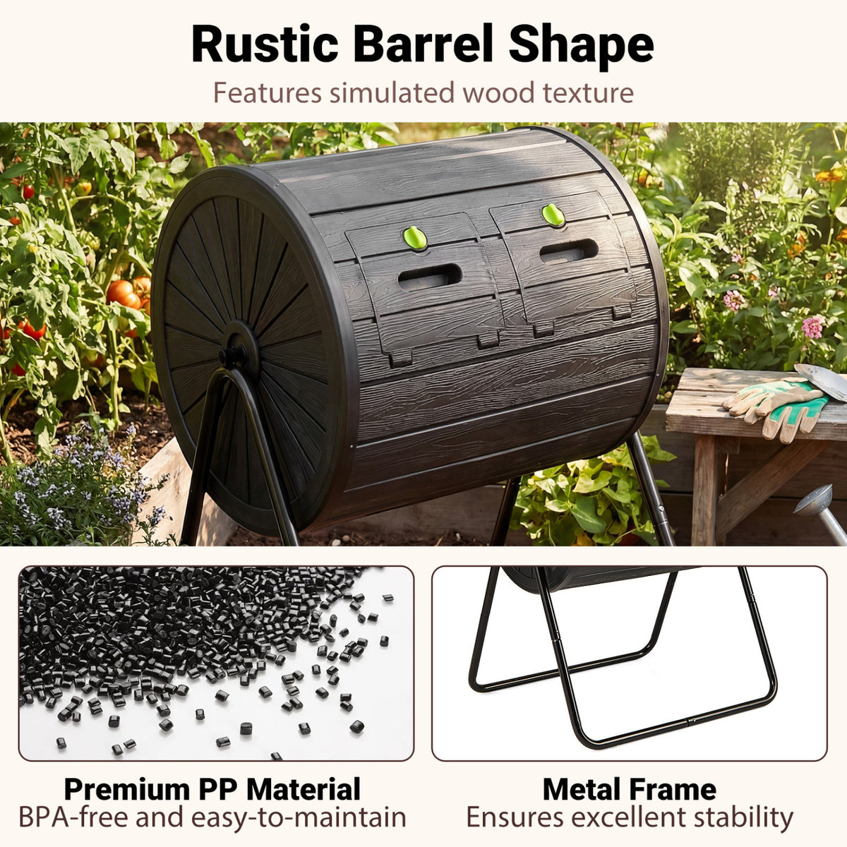 Compost Tumbler 37.5 Gallon - Black