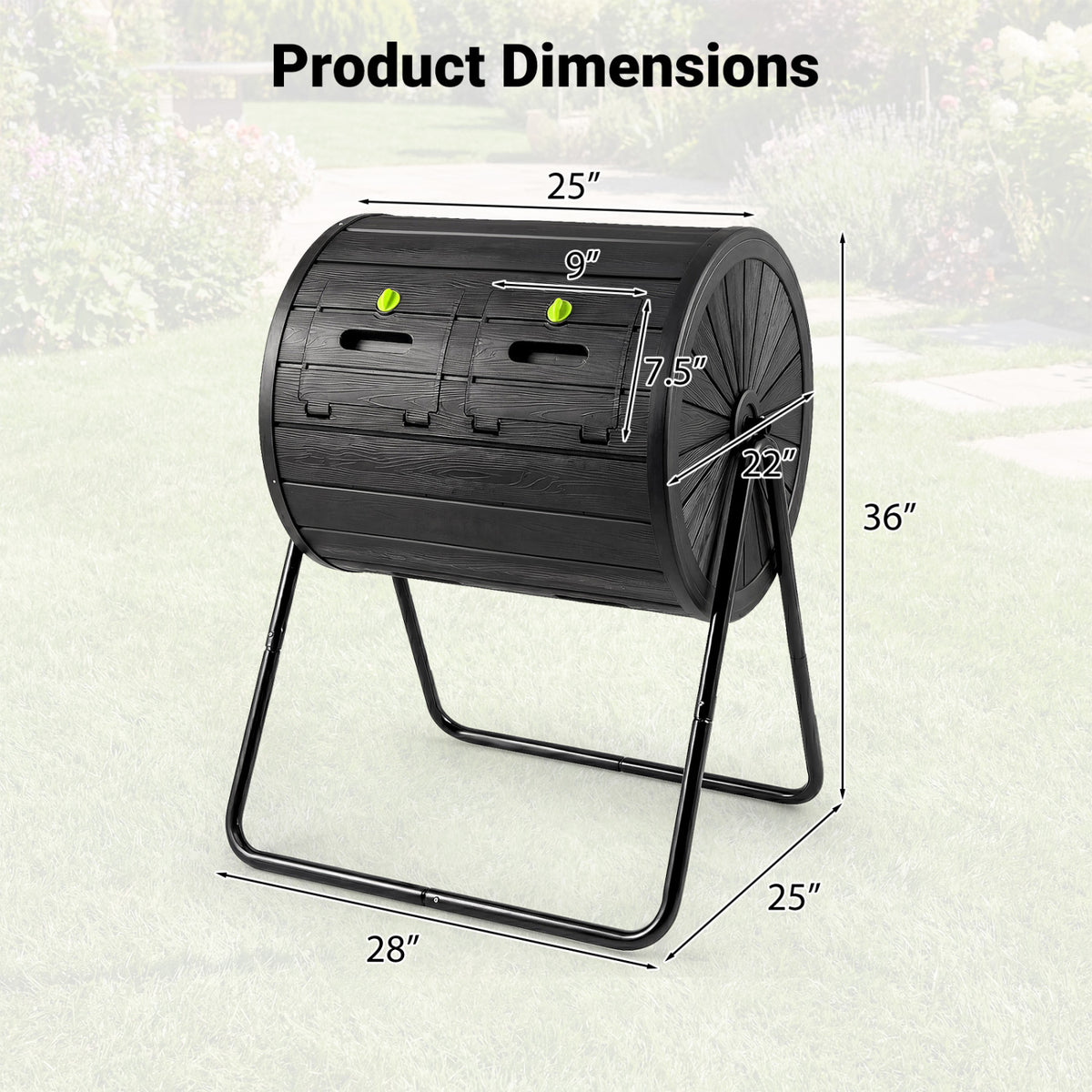 Compost Tumbler 37.5 Gallon - Black