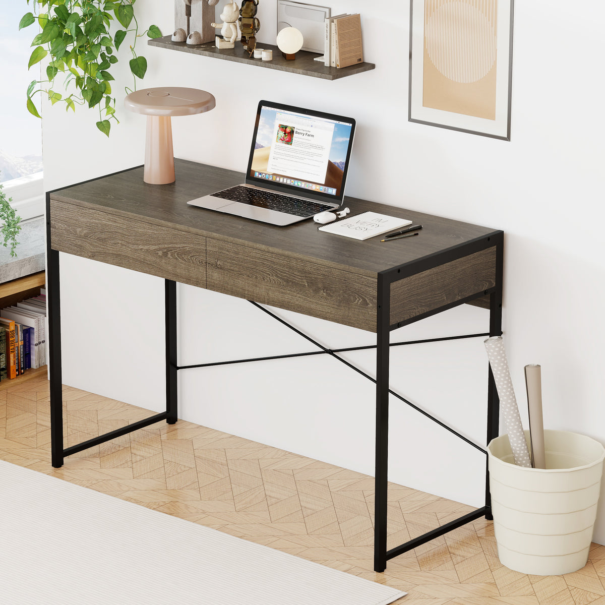 44-Inch Computer Desk with 2 Drawers - Oak