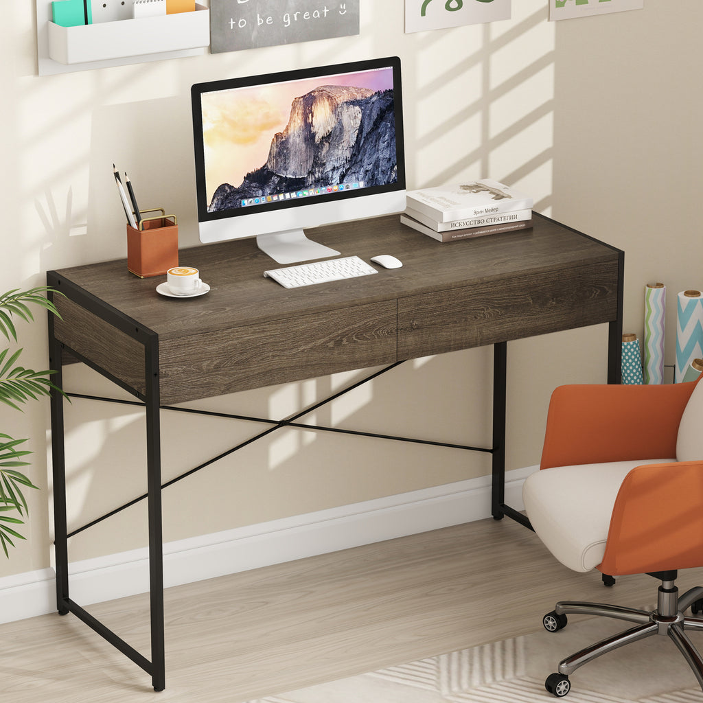 44-Inch Computer Desk with 2 Drawers - Oak