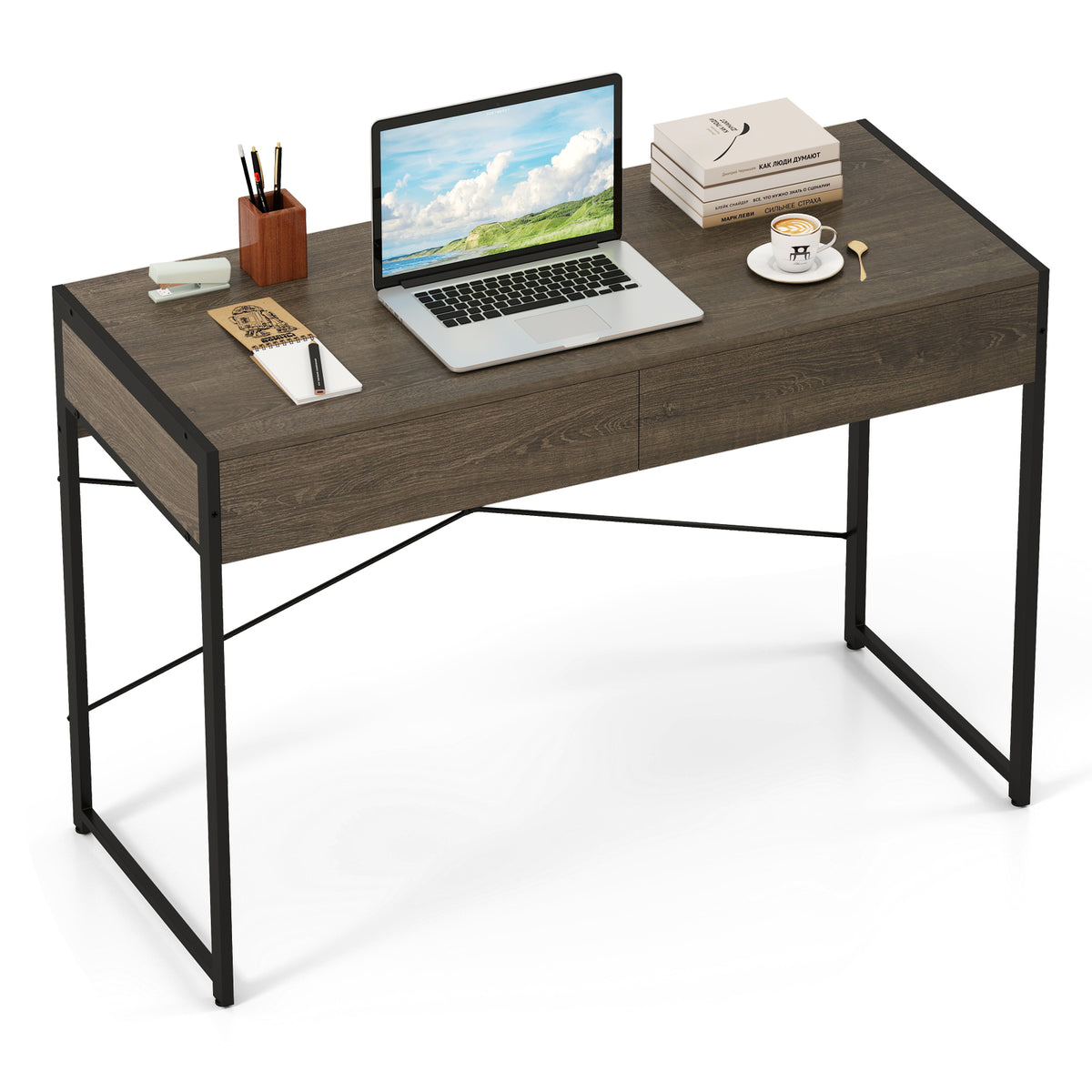 44-Inch Computer Desk with 2 Drawers - Oak