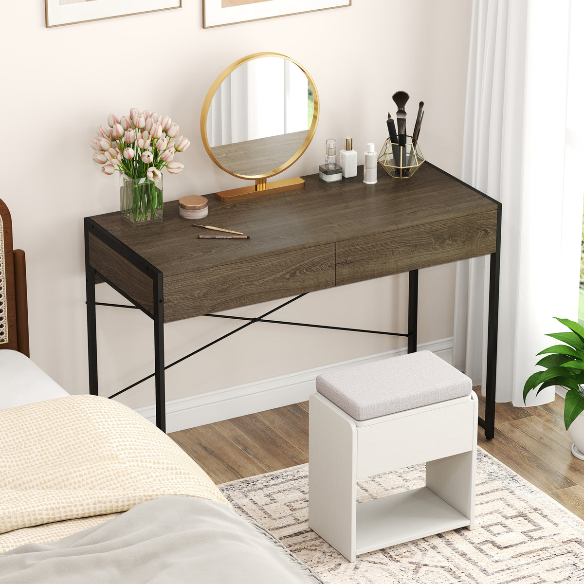 44-Inch Computer Desk with 2 Drawers - Oak