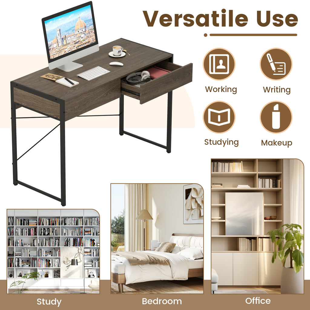 44-Inch Computer Desk with 2 Drawers - Oak