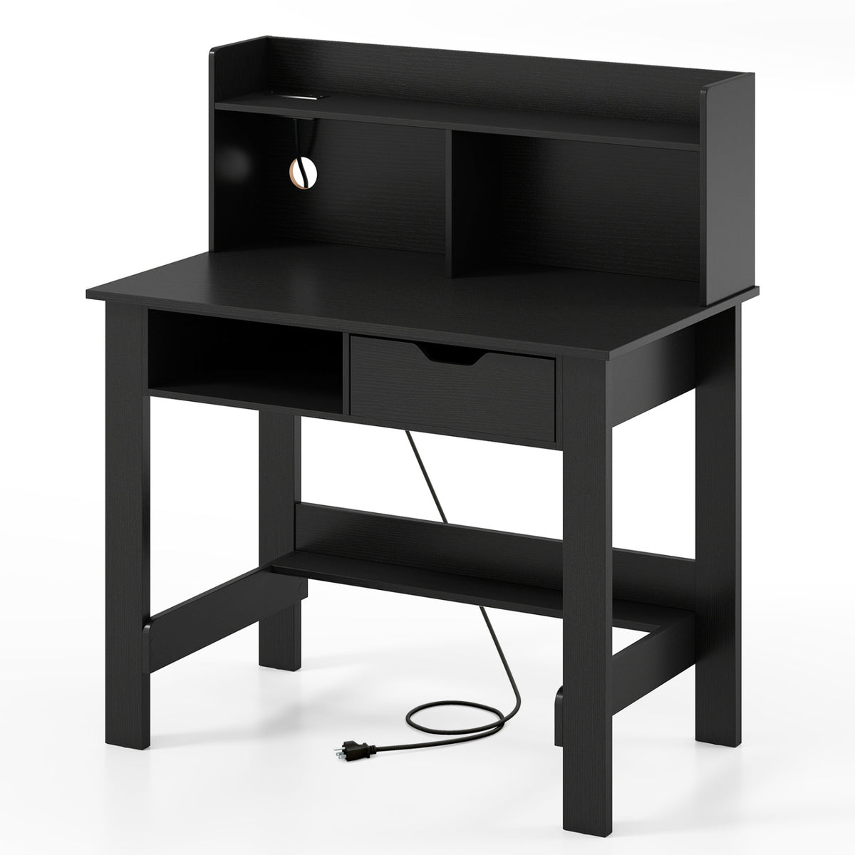 Computer Desk with Power Outlets USB & Type-C - Black