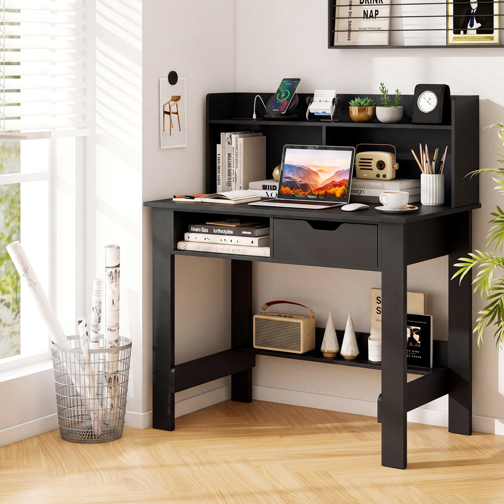 Computer Desk with Power Outlets USB & Type-C - Black