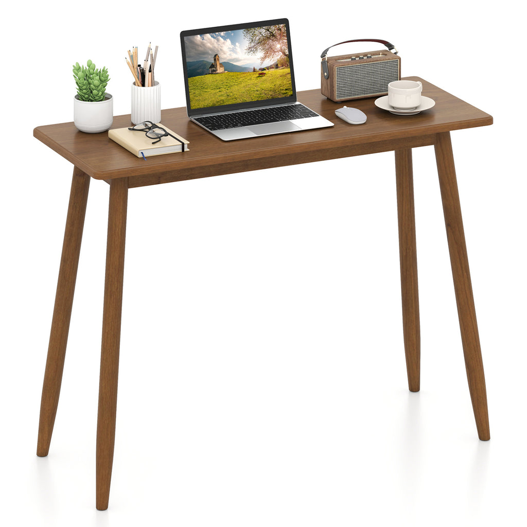Computer Desk with Rubber Wood Legs Wooden Writing Spacious Tabletop